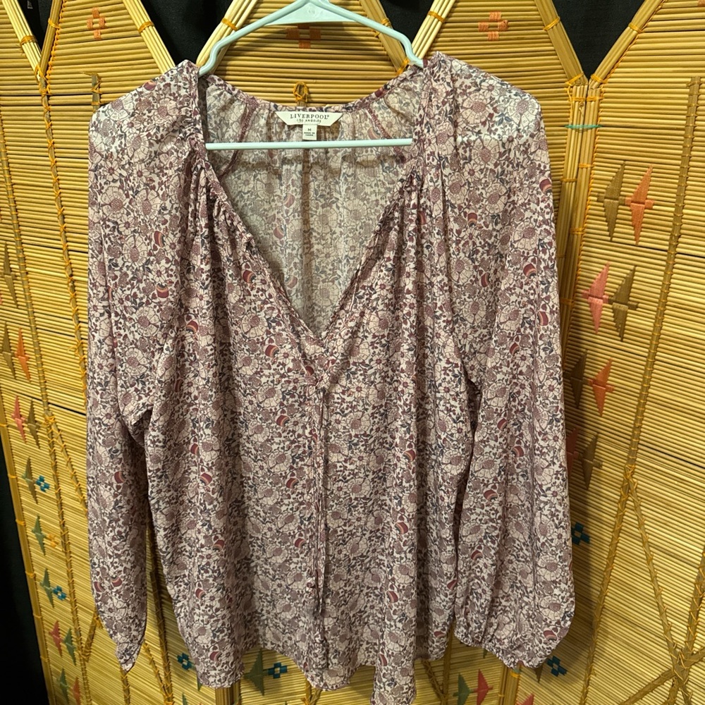 Liverpool Floral Blouse - Pink and White
